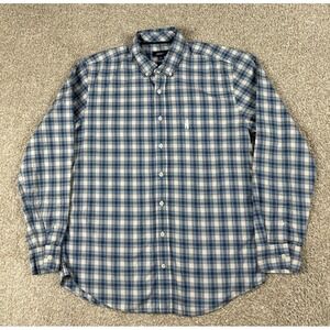 Johnnie-O Shirt Mens Large Blue Plaid Button Up Long Sleeve Egyptian‎ Cotton